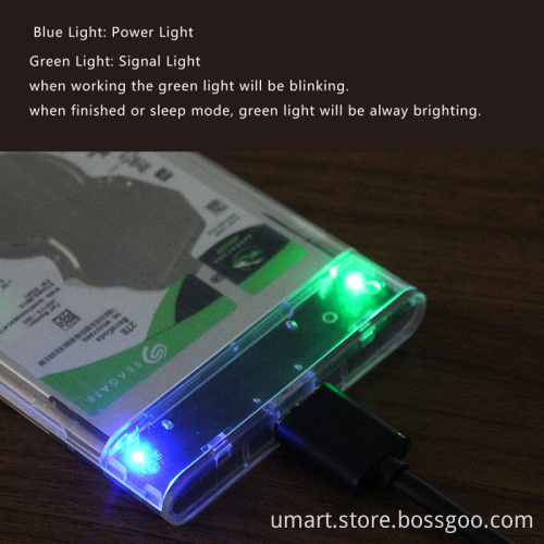 2.5 inch HDD Enclosure Transparent Color USB 3.0 to SATA III UASP HD Box HDD Hard Disk Drive Externa